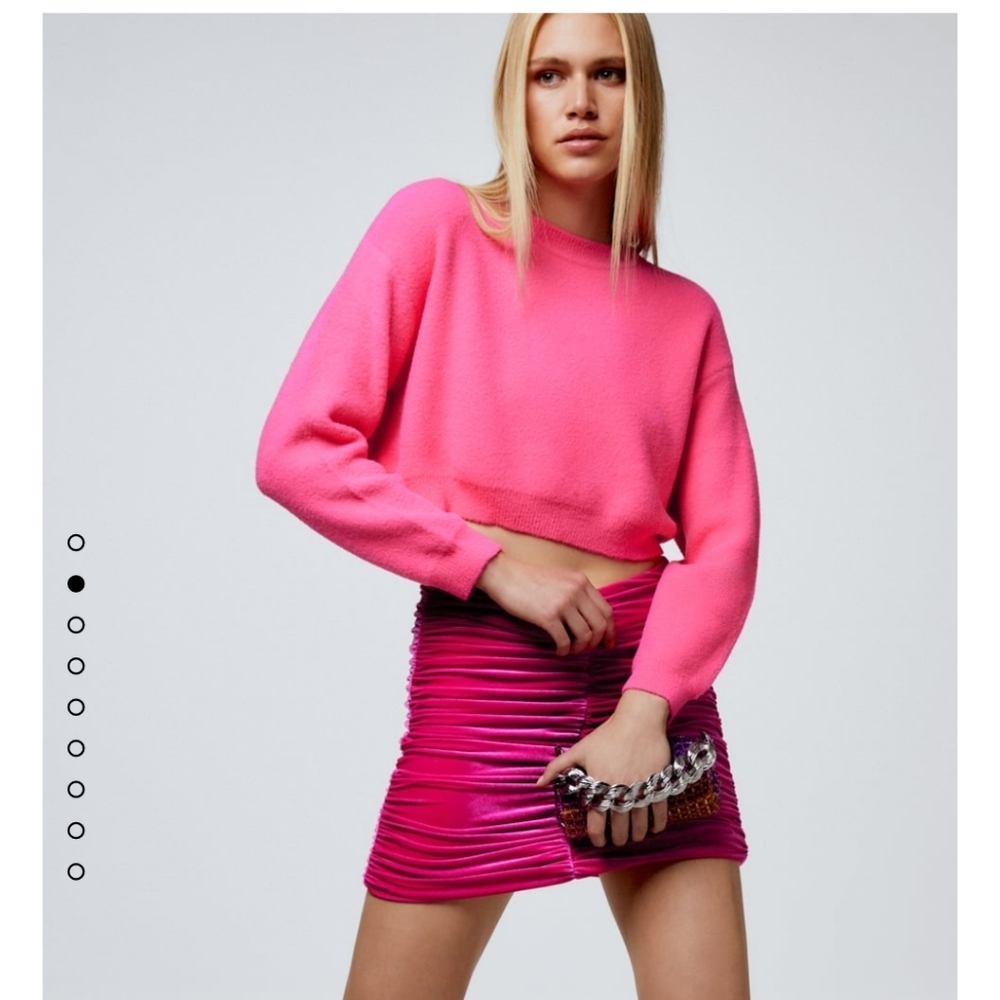 Zara Hot Pink Draped Velvet Skirt